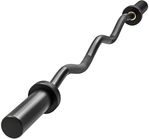 SPORTNOW Olympische SZ Curlstange 120 cm bis 100kg Belastbarkeit Schwarz