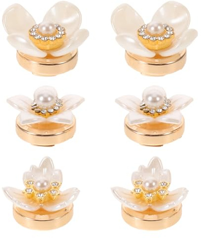 Ipetboom 3 Pares de Gemelos de Mujer con Diseño de Flores y Perlas, Cubiertas de Botones Removibles para Camisas Formales, Accesorios Elegantes para Eventos Sofisticados