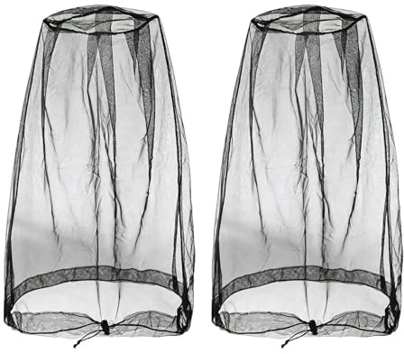 2PCS Netz für Imkerhut, Insektenschutznetz Kopf, Ultrafeines Moskitonetz für Camping, Wandern, Angeln, Gartenarbeit, Schutz vor Mücken und Insekten, passt auf Hüte