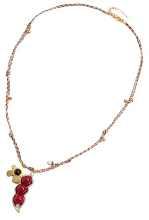 Kalttoy Collar de cuentas, colgante ovalado de frijol con piedras brillantes, accesorio de moda para uso diario, colgante ovalado de frijol, cadena de clavícula, One Size, como se describe, como se