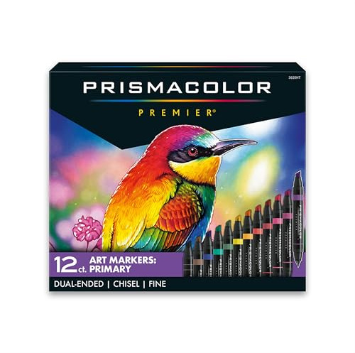 Prismacolor Premier Double-Ended Art Markers, Fine and Chisel Tip, 12 Pack