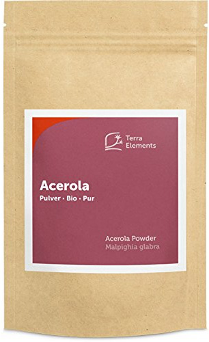 Terra Elements Bio Acerola Pulver, 100 g I Reich an Vitamin C I 100% rein I Vegan I Rohkost