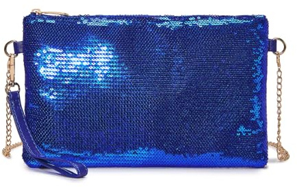 Miss Lulu Women's Fashion Sequin Bag Mini Clutch Small Ladies Chain Bag Shoulder Bag for Weddings, Dates and Various Occasions with Gold Chain