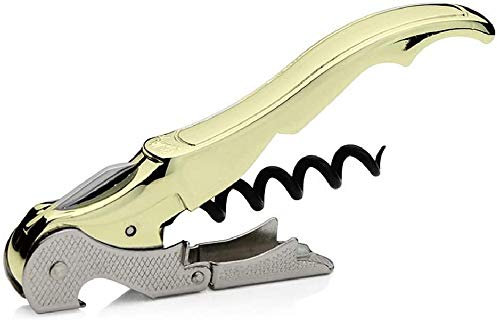 PULLTAP'S GENUINE Classic 100 Dorado - Tire-bouchon de serveur premium pour usage professionnel - Fabriqué en Espagne - Comprend double levier articulé, couteau coupe-capsule et décapsuleur