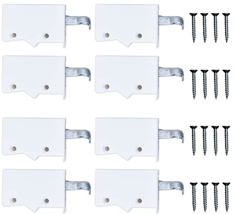 8x sossai® Dexo Schrankaufhänger | Aufhänger + Schrauben Set | Farbe: Weiß | Wandhalter, Schrankträger, Schrankhalter für Küchen-Hängeschränke