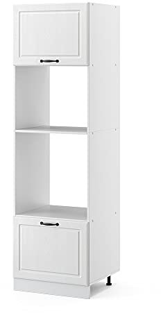 Vicco Mikrowellenschrank R-Line, Küchenregal für die Mikrowelle, Weiß Landhaus/Weiß, 60 cm