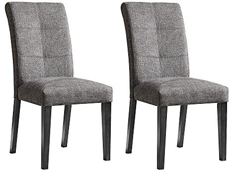 MODERION 2er-Set Esszimmerstühle aus Massivholz, Bürostuhl, Loungesessel, Weiche Rückenlehne und Gepolsterter Sitz, Elegantes Grau, 47x67x98 cm (Gray)
