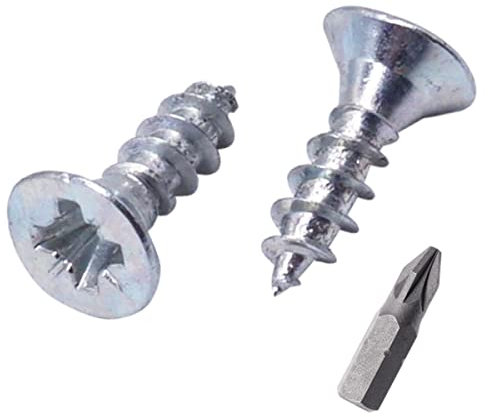 SKIR'CO Paquete de 100 tornillos de acero chapado en zinc de 3,5 x 10 mm, cabeza avellanada Pozidriv, tornillos de aglomerado, PZ totalmente roscado (100, 3,5 x 10 mm)