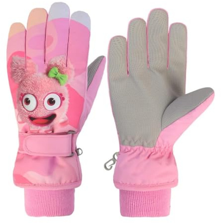 FAYHIJUN Gants d'hiver imperméables pour enfants – Moufles thermiques pour la neige, le cyclisme, le ski – Pour garçons, filles et garçons, tout-petits, filles, sports de plein air (rose clair, taille