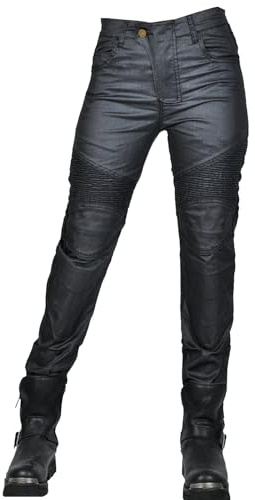 SHUOJIA Damen/Männer Motorradhose - Wasserdichte Beschichtete Motorcycle Jeans Biker Pants mit Abnehmbarer 4 Protektoren - Motorrad Hose Motorradrüstung Schutzauskleidung (Black,3XL)