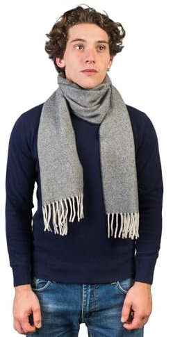 DALLE PIANE CASHMERE - Sciarpa spigata lana e cashmere, Made in Italy - Uomo, Colore: Grigio scuro, Taglia unica