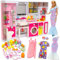 Miunana Doll Bathroom Playset for Girls, Mini Modern Toy Bathroom Doll House Furnitures Pretend Play Toy Set Accessories Set for Kids Toddlers Girls 3 4 5 6 Year Old (No Dolls)