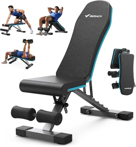 MERACH Weight Bench, Foldable Weight Benches for Home Gym with 990 LBS, Adjustable Weight Bench with 72 Training Angles, Incline Bench Press for Full Body