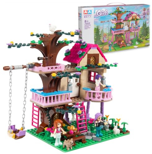 COIL Blocs de construction de jeu, cabane dans les arbres, blocs de construction, briques de construction, 3 figurines, 4 animaux, maison avec balcon, à partir de 8 ans, modèle 7652, 504 pièces