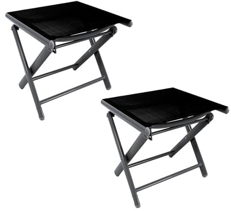 Mojawo 2er Set Garten Fußhocker zusammenklappbar Klapphocker witterungsbeständiges Aluminium - Gartenmöbel - Anthrazit