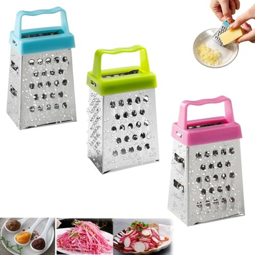 Pjjrdh Box Grater,Cheese Grater Box,Rallador de Acero Inoxidable 4 Caras Cocina,Rallador de Caja,Rallador de Queso,Rallador Multiusos,Rallador Cuatro Lados,Rallador de Verduras,ralladores de Cocina