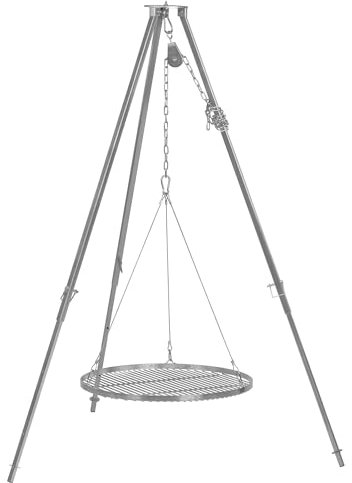 BBQ-Toro Barbacoa de tres patas con 60 cm de diámetro, 112 – 178 cm, trípode para parrilla giratoria, estructura de tres patas, soporte para barbacoa con rejilla, parrilla colgante, parrilla de tres