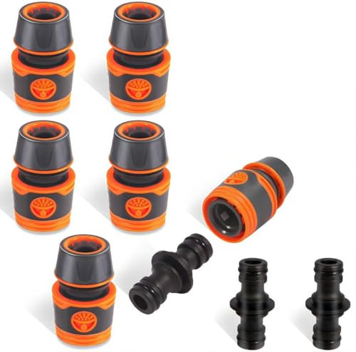Defresit Juego de acoplamiento, 6 conectores de manguera de 3/4 pulgadas, conector de manguera de jardín con 3 acoplamientos, acoplamiento de manguera antifugas, acoplamiento rápido para riego de