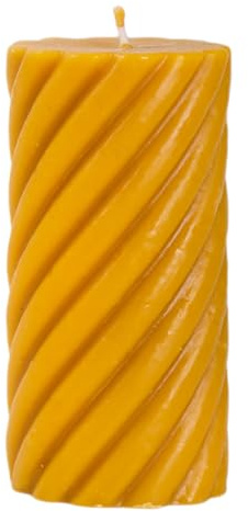 BeesWax World – Velas artesanales de cera de abeja 100% natural con mecha de algodón, decorativas, sostenibles, varios diseños y tamaños (Cilindro torsionado grande – Altura: 135 mm | Ø 6,5 cm)