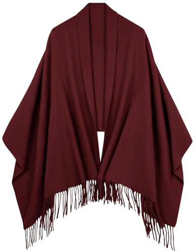 Xnova Pashmina Schal Damen Winterschal Kuschelig Wollschal Stola Für Abendkleid Schultertuch Tücher Warm Poncho Damenschal Weiche Großer Deckenschal mit Geschenkbox, Wein Rot