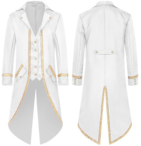 Duohropke Chaqueta victoriana steampunk para hombre, estilo vintage, gótico, pirata, ajustado, frack, vikingo, renacimiento, carnaval, Halloween, Navidad, uniforme