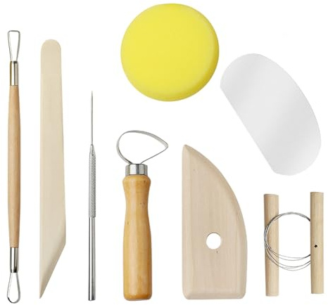 8-Piece Clay Tools Set, Clay Sculpting Tools Set for Beginners & Professionals, Pottery Tool Kit for DIY Crafts, Modeling, Carving, Scraper(Wood)
