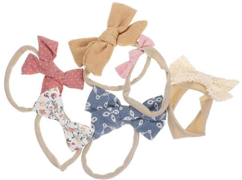ULDIGI 6 Fasce per Neonata Fiocco in Cotone, Cerchietti per Bambina 0-2 Anni, Accessori per Chioma Morbidi e Confortevoli per Foto e Cerimonie