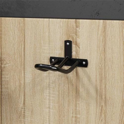 Ordellia Trenshållare, väggmonterad, svart, järn, pulverlackerad, 13 x 13 x 7,5 cm, hållare för träns, gräs, hållare, tygel, stall, sadelkammare, lada, garage, ordning