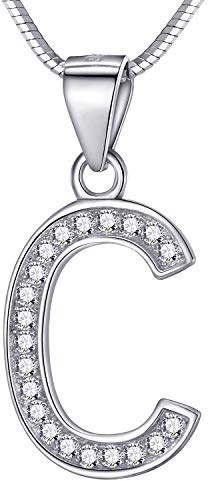 Morella Mujeres Collar de Letras Collar y Colgante Letra C de 925 Plata de Ley rodio Plateado 45 cm Longitud