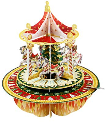 SANTORO Pirouette Carte De Vœux Pop-Up 3D – Carrousel De Noël Pour Enfants, Pour La Famille, Pour Lui, Pour Elle, Noël | Joyeuses Fêtes