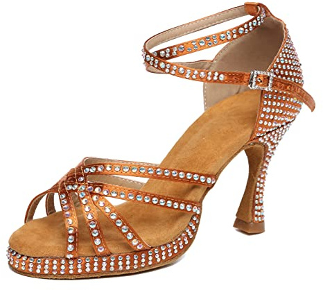 MINITOO Scarpe da ballo sexy da donna con plateau in strass, scarpe da ballo latino, scarpe da matrimonio e da ballo di fine anno, 39 EU