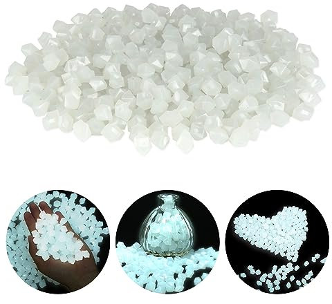 Leuchtsteine Edelsteine für Kinder,300 Stück kieselsteine Leuchtsteine Garten,Muggelsteine Glassteine Gartendeko,Weiß Diamant,Edelsteine,Leuchtende Steine für Kinderzimmer,Aquarium Deko,Vasenfülle