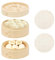 BULZEU Cuocere a Vapore in bambù Asiatico a 2 Ripiani, vaporiera Bamboo per Gnocchi, Riso, Dim Sum, Verdure, Carne, con Coperchio e 2 cesti per Vapore in bambù, 20 cm (M)