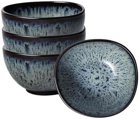 Villeroy & Boch like. by Lave Gris Reisschüssel 4er Set, Steingut, Schüssel Für Reis, Brei, Suppen, Müsli Und Dessert, 11,5 Cm Ø, Grau, Spülmaschinensicher, Mikrowellengeeignet