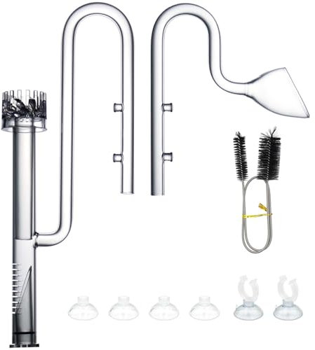 LINLAN 13mm Glass Lily Pipe with Skimmer, Inflow and Outflow, Fits 12/16mm (1/2 i.d.) Filter Hose for Aquarium Planted Tank