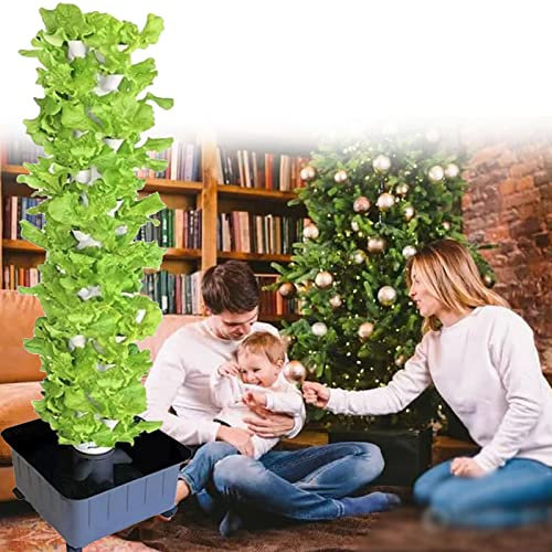 GLFNB GFF Tour hydroponique, système de Culture aquaponique à 15 Niveaux et 45 Trous, kit de Culture aéroponique de Jardin sans Sol pour Herbes, Fruits et légumes avec Pompe d'hydratation, adaptat