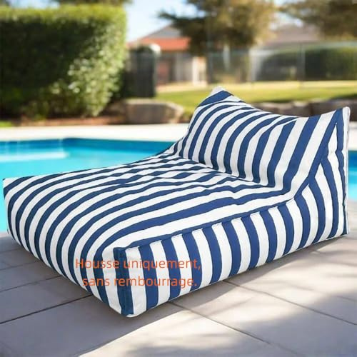SXBCyan Housse Pouf Flottant for Piscine - King Outdoor Housse De Pouf Oxford Imperméable Et Flottante, sans Remplissage, À Rayures, for La Plage, Le Canapé-lit(Dark Blue)