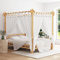 Snsowed Himmelbett 140x200 cm Bambus,Bed Frame, Familienbett, Bettrahmen, Bett Gestell, Bett Rahmengestell, Schlafzimmer Bett - 340050