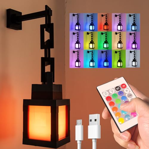 iTaixingLe 16-Color Rechargeable 3D Pixelated Lantern Night Light: LED Mood Lamp with Touch/Remote, Wall-Mountable & Tabletop, Great for Kids' Room, Nightstand & Birthday Gifts[Energy Class A+]