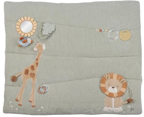 Little Dutch Krabbeldecke - Spieldecke - Activity Matte - Unisex (85x100 cm) - für Babys ab der Geburt - Safari Friends - grün