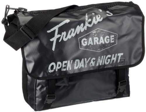 Frankie's Garage Messenger Bag T10980912-010-012 Unisex - Erwachsene Messengerbags, Schwarz (Black-lightgrey), 38x34x14 cm (B x H x T)