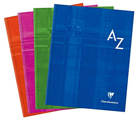Clairefontaine 9849C - Adressbuch / Vokabelheft 17x22cm mit Hardcover, 96 Blatt kariert 90g, farbig sortiert, 1 Stück
