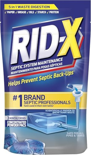 RID-X Septic Tank Treatment Pods – 3 Month Supply, Dual Action Enzymes and Bacteria to Break Down Waste & Prevent Backups