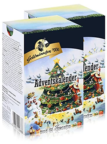 Goldmännchen-Tee Adventskalender mit 24 Teesorten 50g Tanne (2er Pack)