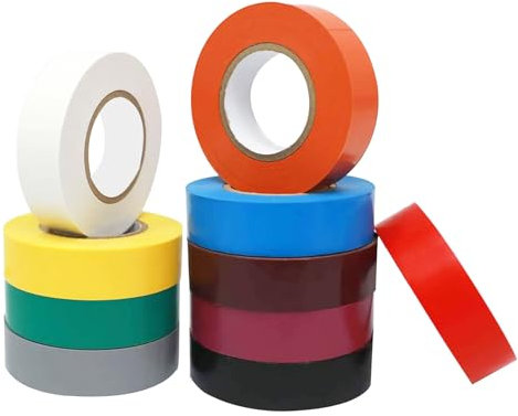 WELSTIK Multi Pack of PVC Electrical Insulation Tape, 19mm x 20m, Premium Multi-colour Mixed 10 Rolls