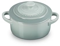 Le Creuset Stoneware Mini Round Cocotte with Lid, 8 oz., Sea Salt