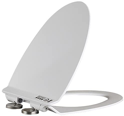 WC Sitz mit Absenkautomatik, Toilettendeckel mit Schnellverschluss, Einfache Obere Befestigung, Antibakterieller WC-Deckel mit Verstellbaren Scharnieren, V-förmiger Toilettensitz, Weiß