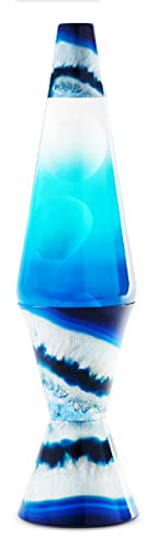 Spencer Gifts Lava Lamp - 17 Blue Agate - The Original Motion Lamp - White Wax and Clear Liquid with Printed Base and Hand Painted Globe Exclusive