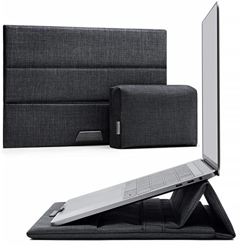 Inateck Laptop Hülle mit Standfunktion Kompatibel mit 13 Zoll MacBook Air M4/ M3/M2/M1 2025-2018, 13 Zoll MacBook Pro M1/M2 2022-2016, Surface Pro 11/10/9/8/7/X/6/5/4/3, Schwarz Grau
