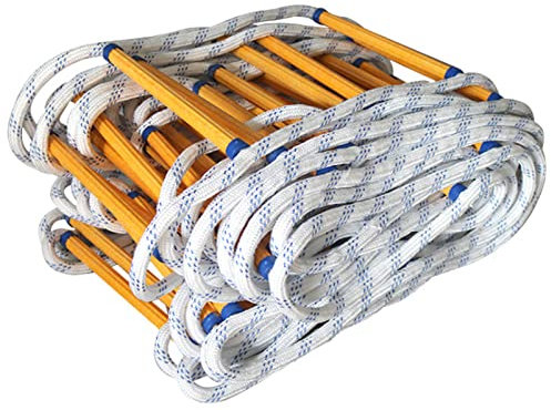 Scala Antincendio D'emergenza, Scale di Sicurezza con Moschettoni, Scala a Fune di Salvataggio Pioli Antiscivolo,15m/49ft